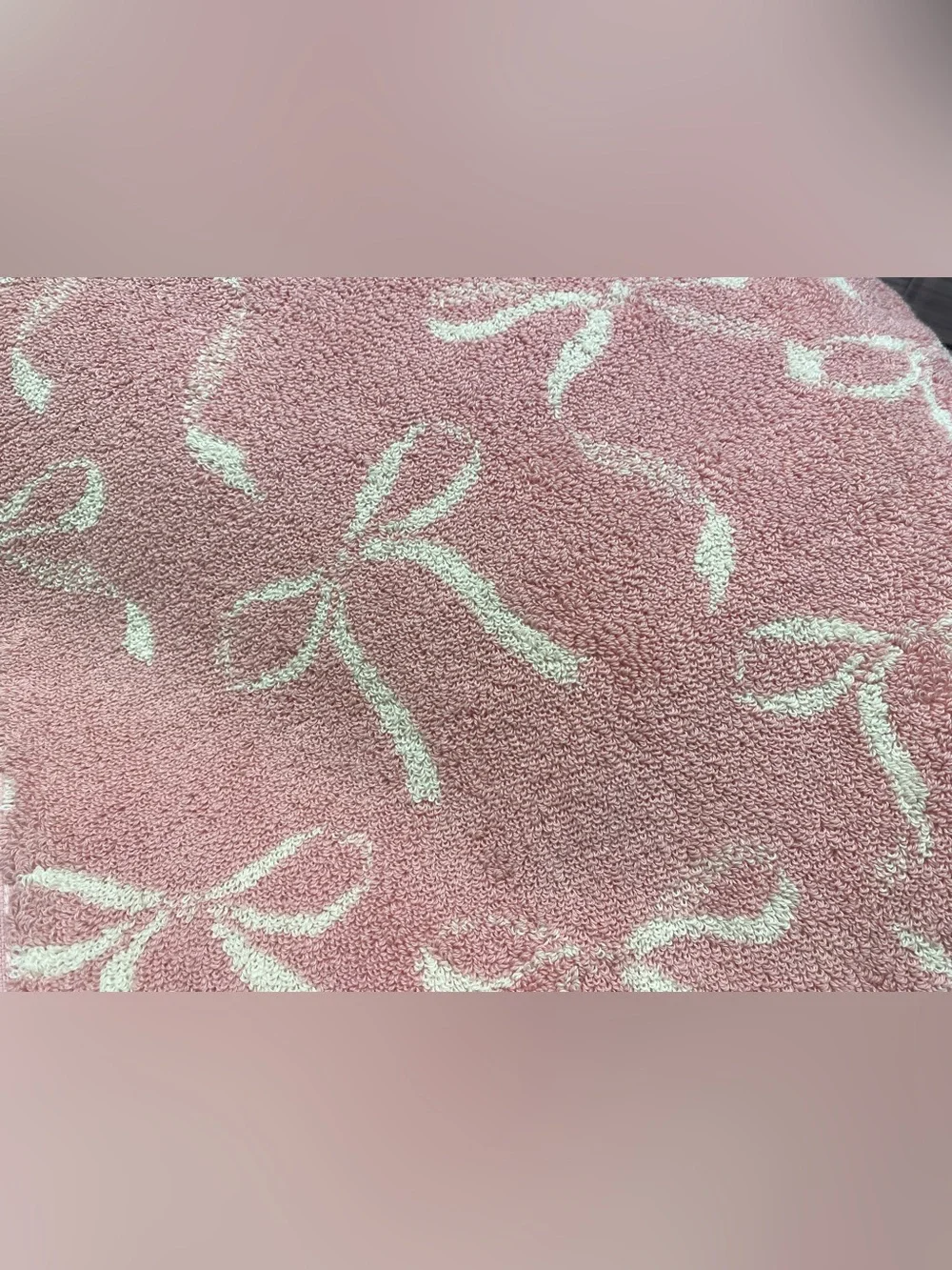 Loft by Loftex ❤️(2) Bow cotton Bath Towels Soft Pink/Ivory Hotel-quality NEW